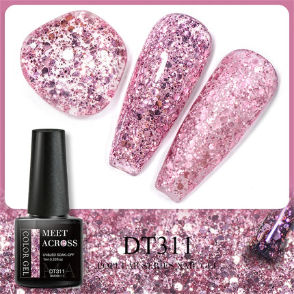 7pcs Glitter Gel Nail Polish Set Gold Silver Red Sparkling Sequins Soak Off UV Gel Varnish Nail Supplies Manicure DIY Art Design