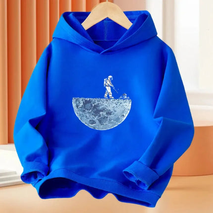 Autumn Astronaut Pattern Print Children Hoodies Kid Fleece Long Sleeves Sweatshirt Comfortable Boy Casual Fashion Sport Pullover