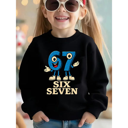 Children's Six Seven 67 Brainrot Crew Neck Hoodies Funny Sweatshirts for Boys Girls Unisex Hoody Manga Kids Streetwear Clothes