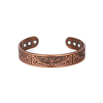 European and American Copper Vintage Simple Double Ring Pattern Magnet Energy Ring Bracelet Set