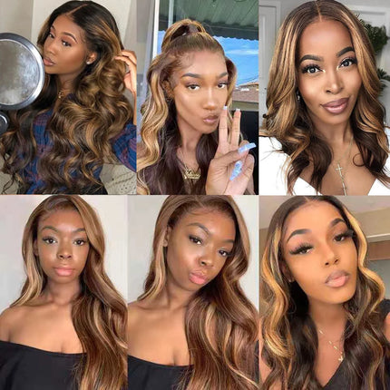 P4/27 4x4 Lace Closures Deep Wave Highlight Lace Closure 100% Human Hair Closure With Baby Hair Remy Brazilian 10''-20'' HairUGo
