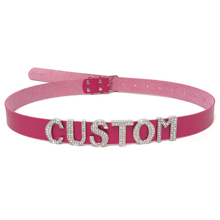 Sexy Punk Leather Customized Rhinestones Letters Waist Belt Belly Chains DIY Personalized Name Waistband Cosplay Body Jewelry