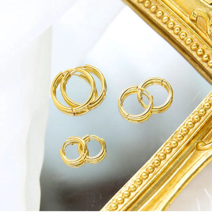 1 pair Women/Man Stainless Steel Small Hoops Earring Piercing Ear Cartilage Tragus Simple Thin Circle Anti-allergic Ear Buckle
