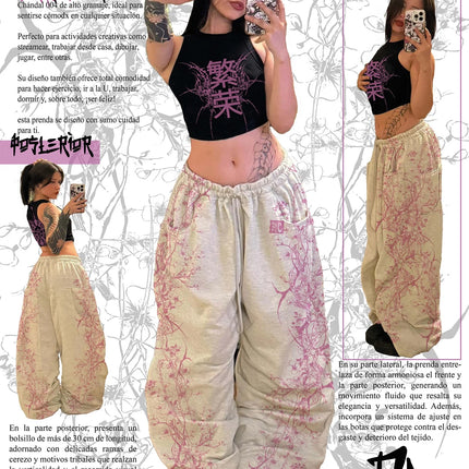 Y2K Pink Goth Tree Bark Wide Leg Pants High Street Unisex Couple Trousers Vintage Crack Texture Low Rise Baggy Streetwear