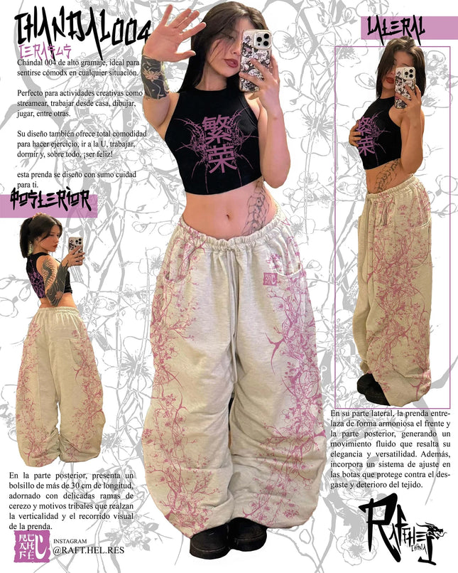 Y2K Pink Goth Tree Bark Wide Leg Pants High Street Unisex Couple Trousers Vintage Crack Texture Low Rise Baggy Streetwear