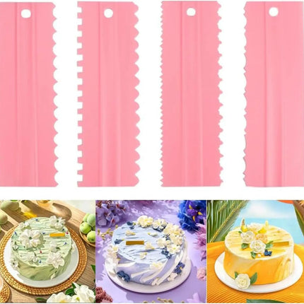 4Pcs Plastic Cake Scraper Stripes Edge Side Cake Pattern Cream Scraper Cake Decorating Comb DIY Baking Tools Baking Accessories