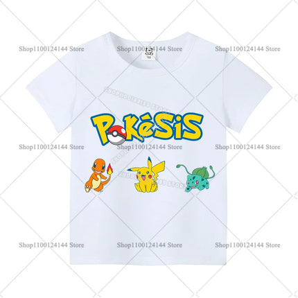 T-shirts for Men Women Anime Cartoon Pokemoned Fashion Couple Short Sleeved Shirt Male Female Summer Cotton Top Adults Clothes
