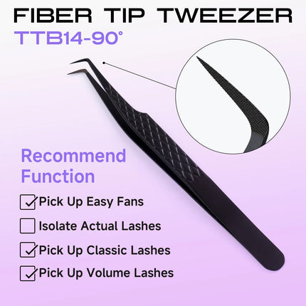 Fiber Tip Lash Extension Tweezer, Titanium Black Eyelash Nano Tip Tweezer for Lash Tech Supplier