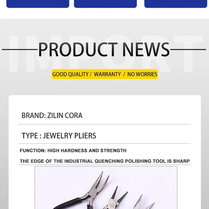 45# Carbon Steel Jewelry Pliers Needle/Chain/Round Nose Wire Cutter Tweezers Jewel Repair Handcrafts Beading Sewing Pliers Tool