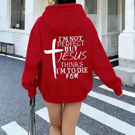 New Women Tracksuit Clothing Casual Sweatshirts Outdoors Sportswear I'm Not Perfect But Jesus Print Mens Women's Hooded Hoodies