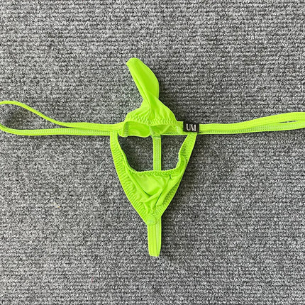Men's Low-Waist Ice Silk Thong Underwear Openwork Split Design Breathable Sexy Thin Briefs New Arrival