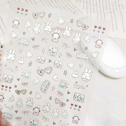 Cute Miffy 3D Nail Stickers Kawaii Glass Camera Nail Stickers Decoration Anime Printing Stickers Holiday Surprise Gifts