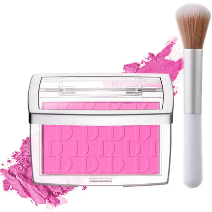 2pcs Matte Embossed Blush Palette High Pigmented Pink Coral Cheek Blush Powder With Professional Makeup Brush