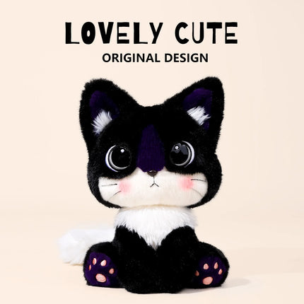 25cmSoft toy simulation small cat cartoon plush doll, cute and adorable pet Mickey cat, girls' gift doll, plush toy.