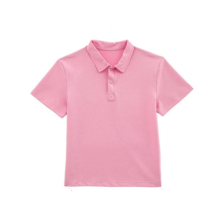 New Boys' Polo Shirt Thin Short Sleeve Mid to Large Boys' Summer Clothes Flip Collar Half Sleeve T-shirt Children's Pure Cotton