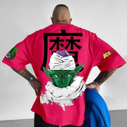 2026 Summer Dragon Ball T-Shirt Piccolo Demon King Graffiti Print 100%Cotton Oversized Retro High Quality Tee for Men Women Kids