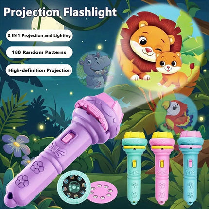 Children Projection Flashlight Toy Bedtime Story Book Early Education Toys Baby Projector Torch with 80 Patterns for Kids Gift