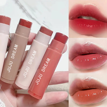 3 pcs Long-lasting lip gloss set-Moisturizing&waterproof, nude/coral pink/red-portable for travel, lip balm,Valentine's Day gift