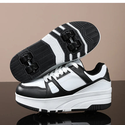 Four wheel roller shoes Boys girls walking shoes Casual outdoor sports slide and shrink school students pulleys shoes sneakers