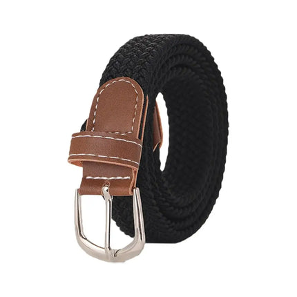 120-130cm Casual Knitted Pin Buckle Men Belt Woven Canvas Elastic Expandable Braided Stretch Belts For Women Jeans Female B D1g1