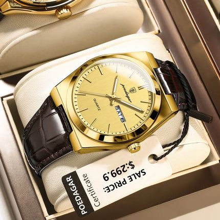 POEDAGAR Luxury Trend Men Watch Waterproof Luminous Date Week Man Wristwatch Military Outdoor Leather Men's Quartz Watches Reloj
