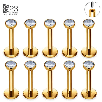 10pcs 20/18/16g G23 Titanium Piercing CZ Lip Labre Earrings set Lip Stud Ring Tragus Free Spiral Cartilage Jewelry For Women