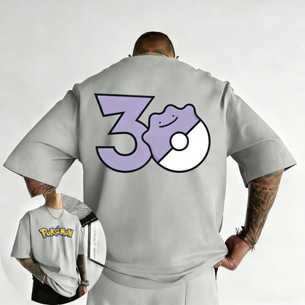 2026 Pokémon 30th Anniversary Ditto Printed T-shirt Summer New Men's and Women's Trendy Large Loose Casual Y2K Short Sleeve Top