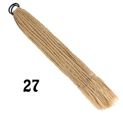 Synthetic Gradient Color Dirty Braided Ponytail Extensions With Elastic Band 24" Rainbow Braid Pony Tail Hairpiece For Girl