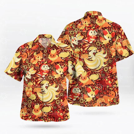 2026 All Eevee Evolutions_ Men’s Pokemon Hawaiian Shirt Unisex Summer Sports Leisure Men's T-Shirt Kid's Clothing Tee Y2k Woman
