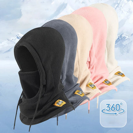 Winter Warm Hooded Hat Windproof Thickened Polar Fleece Ski Cycling Neck Cover Mask Men Women Thermal Outdoor Sports Head Cover
