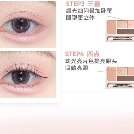 Judydoll 4 Colors Eyeshadow Palette Blush Eyeliner Eye Shadow Highlight Contour Palette Silkworm Plate Face Brighten Makeup
