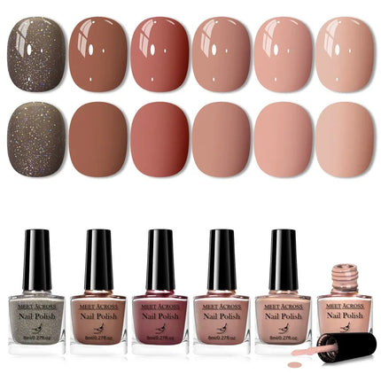 6pcs 8ml Water-Based Nail Polish Long Lasting Quick Drying No Need of Lamp to Cure Nail Supplies Vernis for Nail Art Decorations