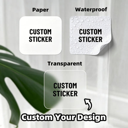 Custom Square Stickers Personalized Logo Text Image Paper Waterproof Transparent Customized Small Vinyl Decals Labels