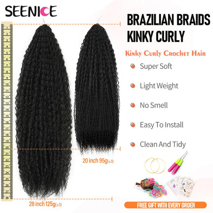 Brazilian Braids Synthetic Crochet Hair Afro Curls Braiding Hair Extensions For Women African Braided Kinky Curly Hair OmbrePink