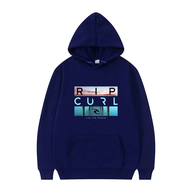 Men's hooded black casual street style sports shirt  suitable for surfing enthusiasts and fashion enthusiasts