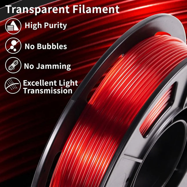Transparent PETG Filament 1kg/500g/250g/200g 1.75mm 3D Printer Filament Strong Toughness PETG Translucent Red Orange Blue Green