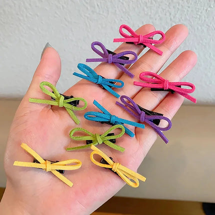 10PCS/Bag Candy Color Bow Baby Girl Hair Clips Korean Sweet Bowknot Mini Sided Clips for Kids Summer Barrettes Children Headwear
