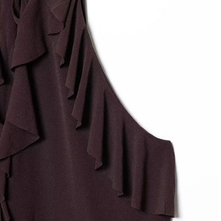 Y2K Top Women Summer Tank Crop Top Female Sleeveless Sexy Pleated Top Street Style Casual Korean Clothing Brown Cute Party Top
