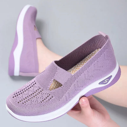 Shoes for mothers soft soles casual blue mesh shoes Women's shoes, breathable and comfortable in spring and summer