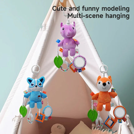Baby Hanging Rattle Toys Sensory Plush Soft Animal Learning Toy Infant Crib Bed Stroller Early Education Development Handle Toys