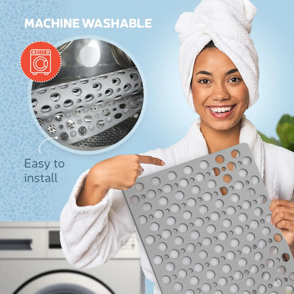 Non Slip Bath Mat & Shower Mat with Suction Cups & Drain Holes Soft Machine Washable Non Slip Bathtub mat Shower Mats for Inside