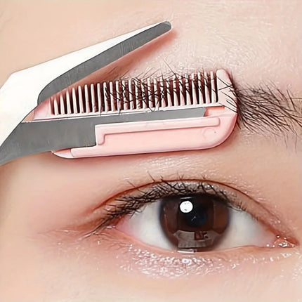 Stainless Steel Eyebrow Trimming Scissors with built-in Comb Precise Grooming Tool Creating Perfect Eyebrows Pink/White/Black