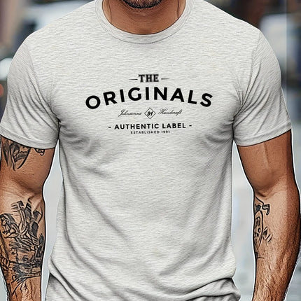 100% pure cotton men's loose T-shirt breathable casual fashion letter pattern printed short sleeved round neck top