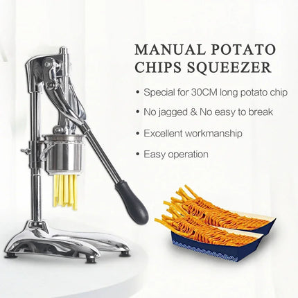 HomeWise Commercial Long 30cm Potato Ships Squeezers Machine French Manual Fries Cutters American Fried Potato Chip