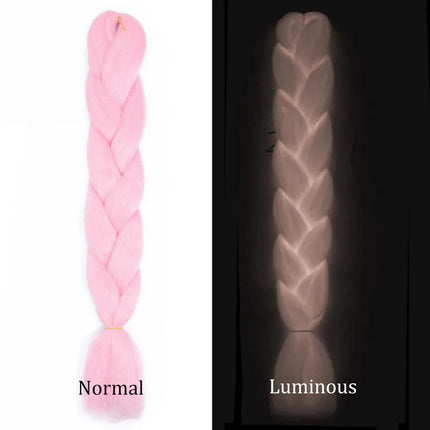 24inch Synthetic Christmas Braiding Hair Colored Braids Extensions Glowing Braiding Hair Shining Fluorescent Light in Darkness
