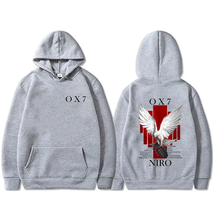 Rapper Niro OX7 Album Graphic hoodie Men Women Hip Hop Fashion Pop Music sweatshirt Male Casual Cotton Vintage pullover hoodies