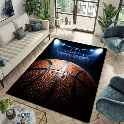 Artistic Basketball & Court Area Rug, for Living Room, Bedroom, Office, Balcony Decor Mat