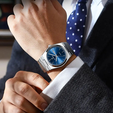 POEDAGAR Fashion Casual Men's Wristwatch Waterproof Luminous Date Week Men's Watches Stainless Steel Quartz Business Men Watch+Box