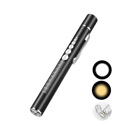 Rechargeable Medical Handy Pen Light Mini Nursing Flashlight 2 in 1 Pocket LED Torch Penlight Light Outdoor Fishing Tool