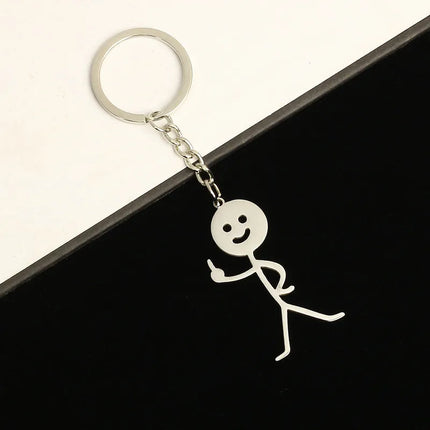 Funny Matchstick Men Keychain Middle Finger Heart to Heart Car Bag Pendant Key Ring Jewelry Couple Friend Gifts Wholesale бре